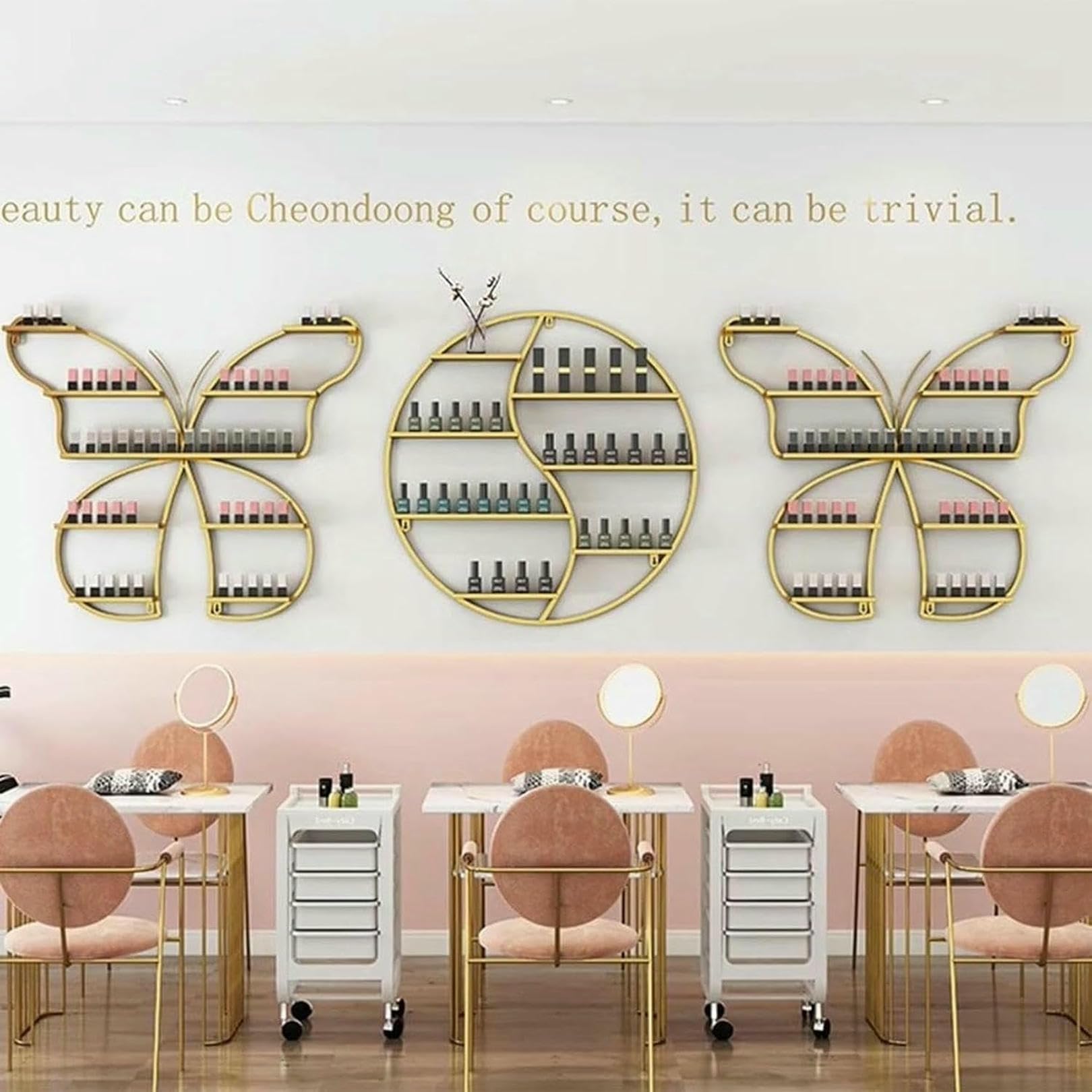 Estante metálico de Pared para Guardar esmaltes de uñas, Estante de exhibición de Pared, Soporte para frascos de aceites Esenciales y perfumes.