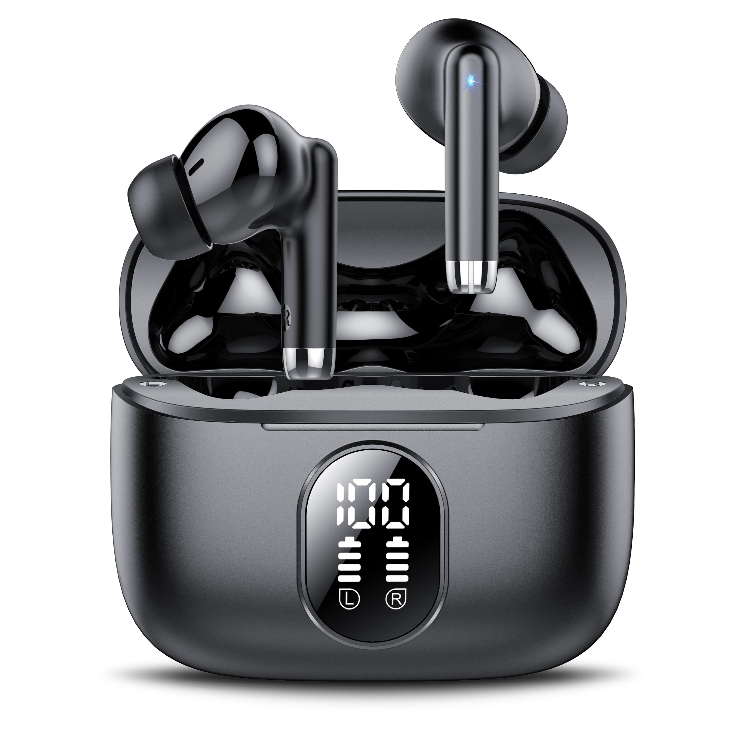 Cuffie Bluetooth 5.4, 2025 Nuovo Auricolari Bluetooth Hi-Fi Stereo con 4 ENC Mics, 40 Ore Mini Cuffie Wireless Cancellazione Rumore Cuffiette Bluetooth, Cuffie Senza Filo Impermeabili per Android/iOS