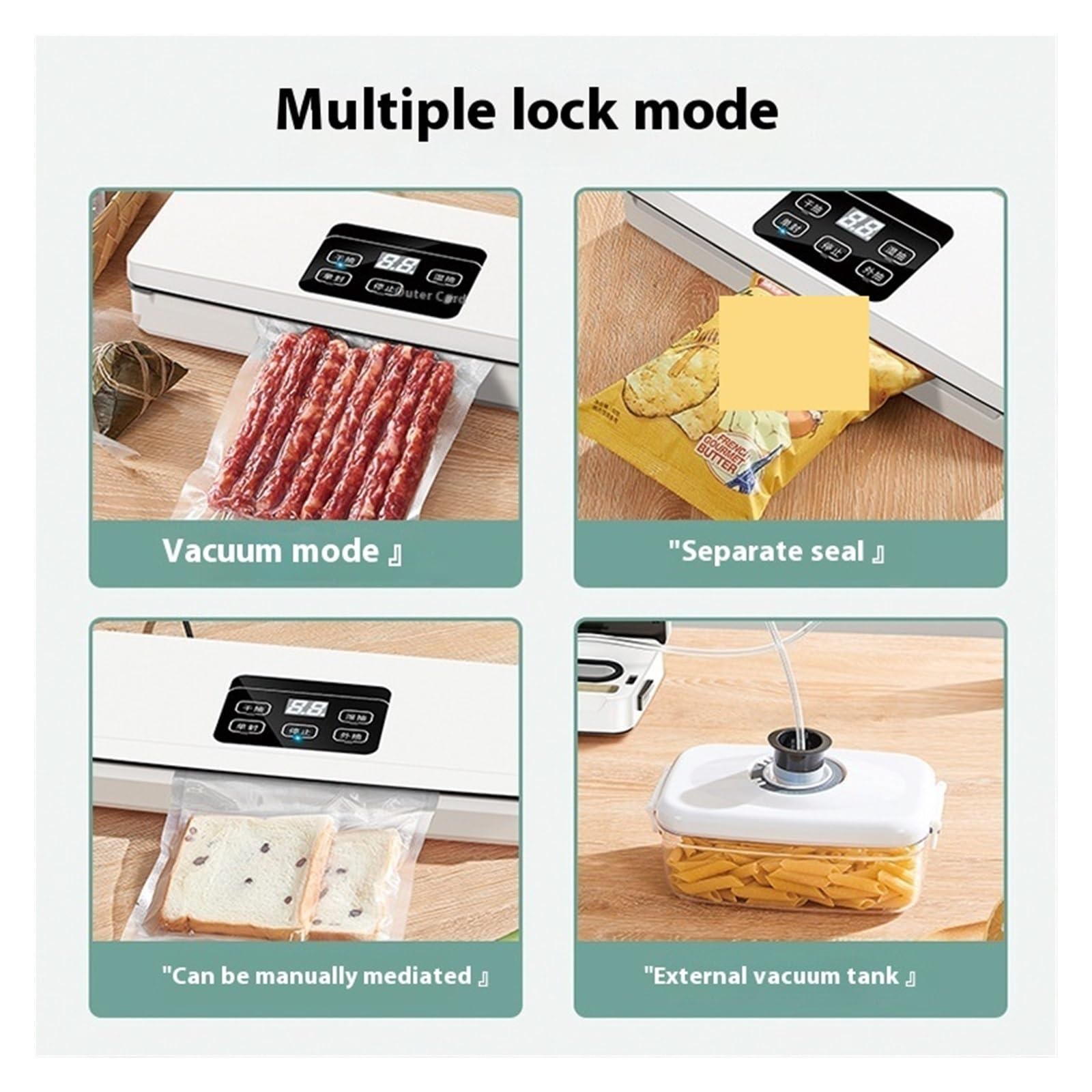 Máquina de sellado, Sellador de bolsas de plástico Sellador de envoltura Sellador al vacío completamente automático Máquina de envasado de alimentos Laminador de sellado doméstico pequeño con bolsas