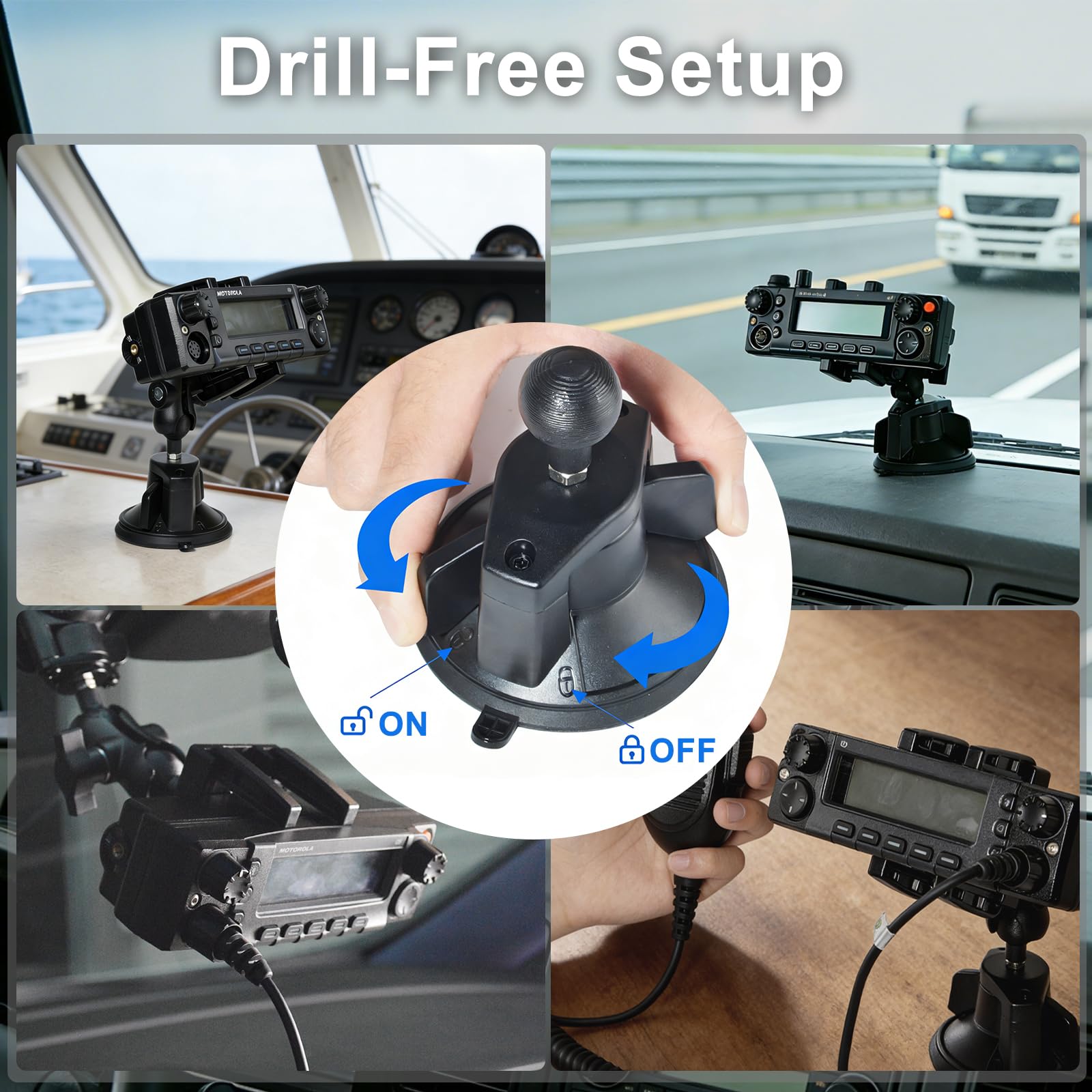 Support à Ventouse pour Têtes de Commande d’Émetteurs-Récepteurs Mobiles, Support de Montage pour Radio Amateur Mobiles, Compatible avec Icom IC-2730A, TYT TH-9800D, Anytone AT-588UV