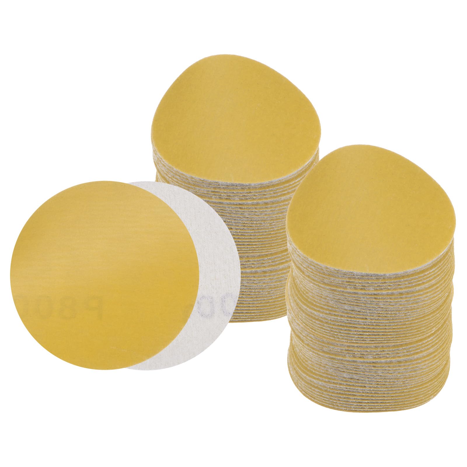 Kozelo 100pcs No Hole Sanding Discs- [ 3 Inch 800 Grit ] Round Hook and Loop Grip Sanding Pads Sheet Sandpaper for Automotive Woodworking Metal Polishing Use| Gold, Aluminum Oxide