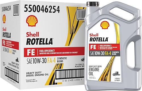 Shell Rotella Aceite de motor diesel FE 10W-30, 1 galón (caja de 3)