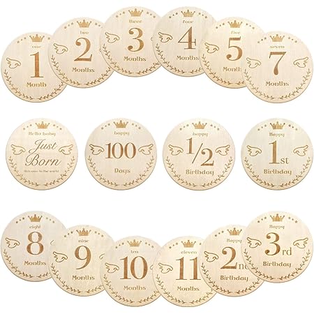 Amazon Co Jp ｑ ｌ ｔａｏ 月齢フォト グッズ マンスリーカッド 月齢カード 木製 月齢フォトグッズ マンスリーカード ベビー マンスリーフォト レターバナー ニューボーンフォト 写真道具 成長記録 新生児 赤ちゃん 出産祝い 撮影用 寝相アート 16枚セット 羽