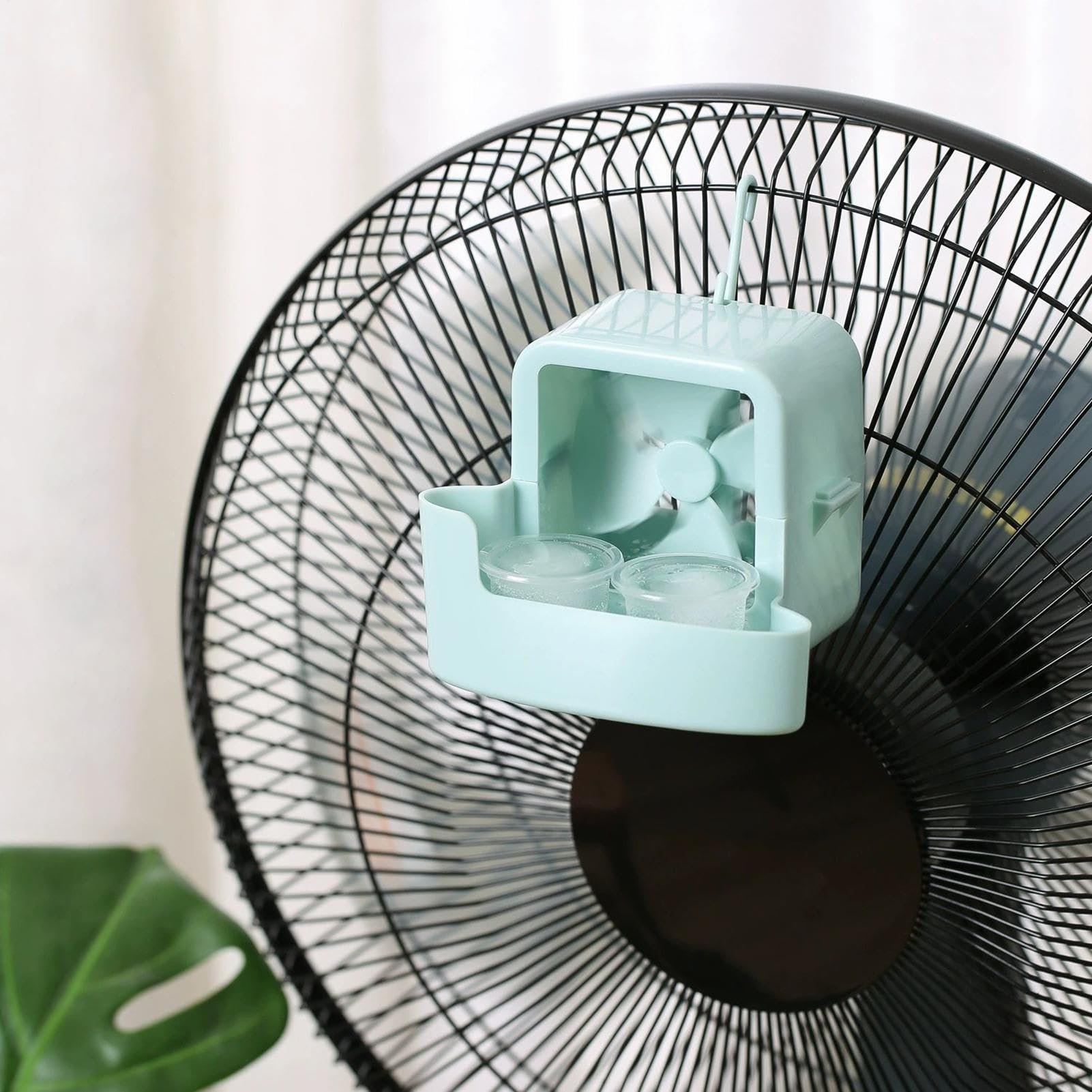 Genérico Accessorio per ventilatore da pavimento, 2 pezzi, porta ghiaccio elettrico con gancio, dispositivo di raffreddamento accessorio ventilatore per terrazza, estate, soggiorno, interni ed esterni