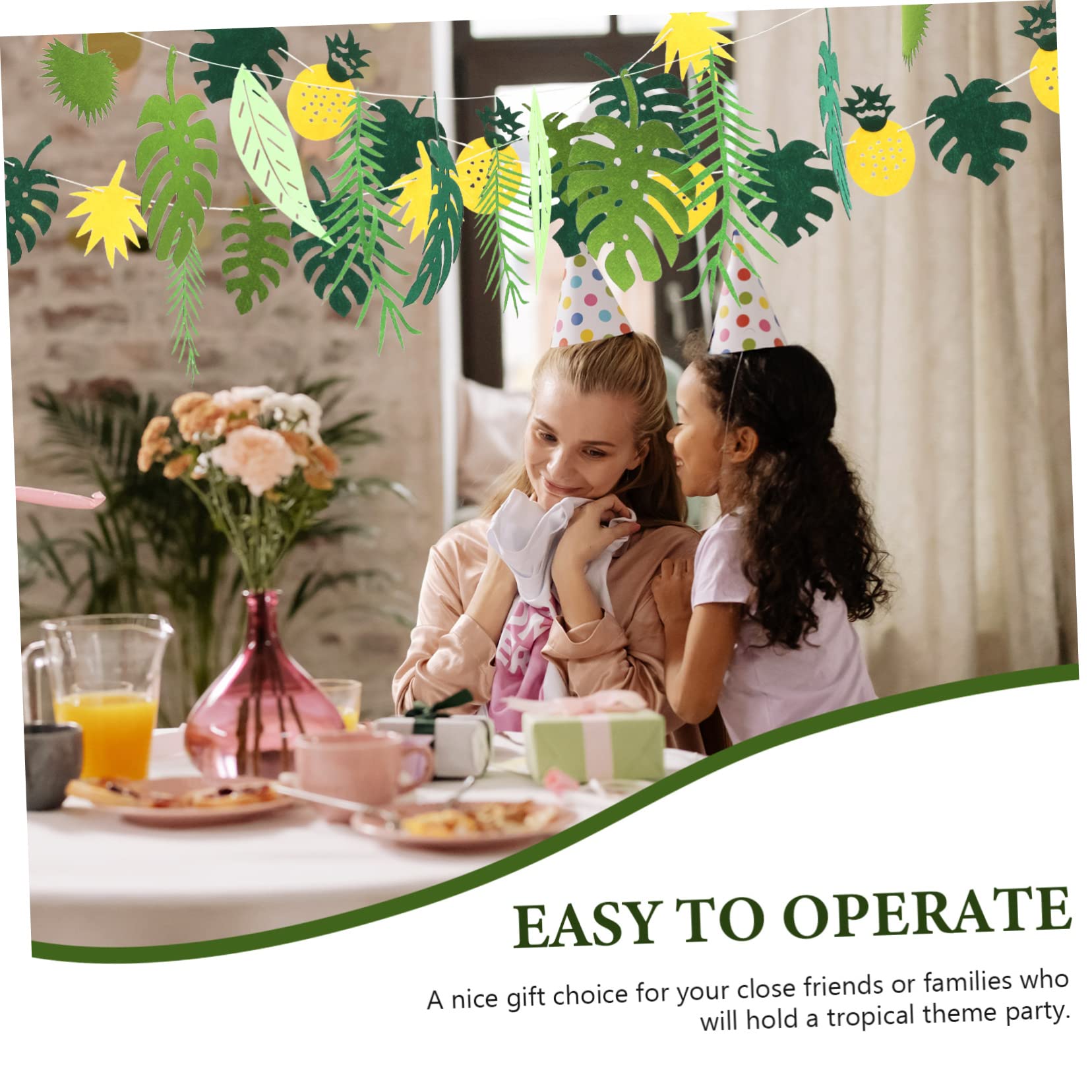 HANABASS 5sätze Tropisches Palmblätter Banner Teiliges Für Hawaiianische Themenpartys Inklusive Großer Und Kleiner Sowie Ananas-Design Aus Geruchlosem Filz Für Sommerfeste Und