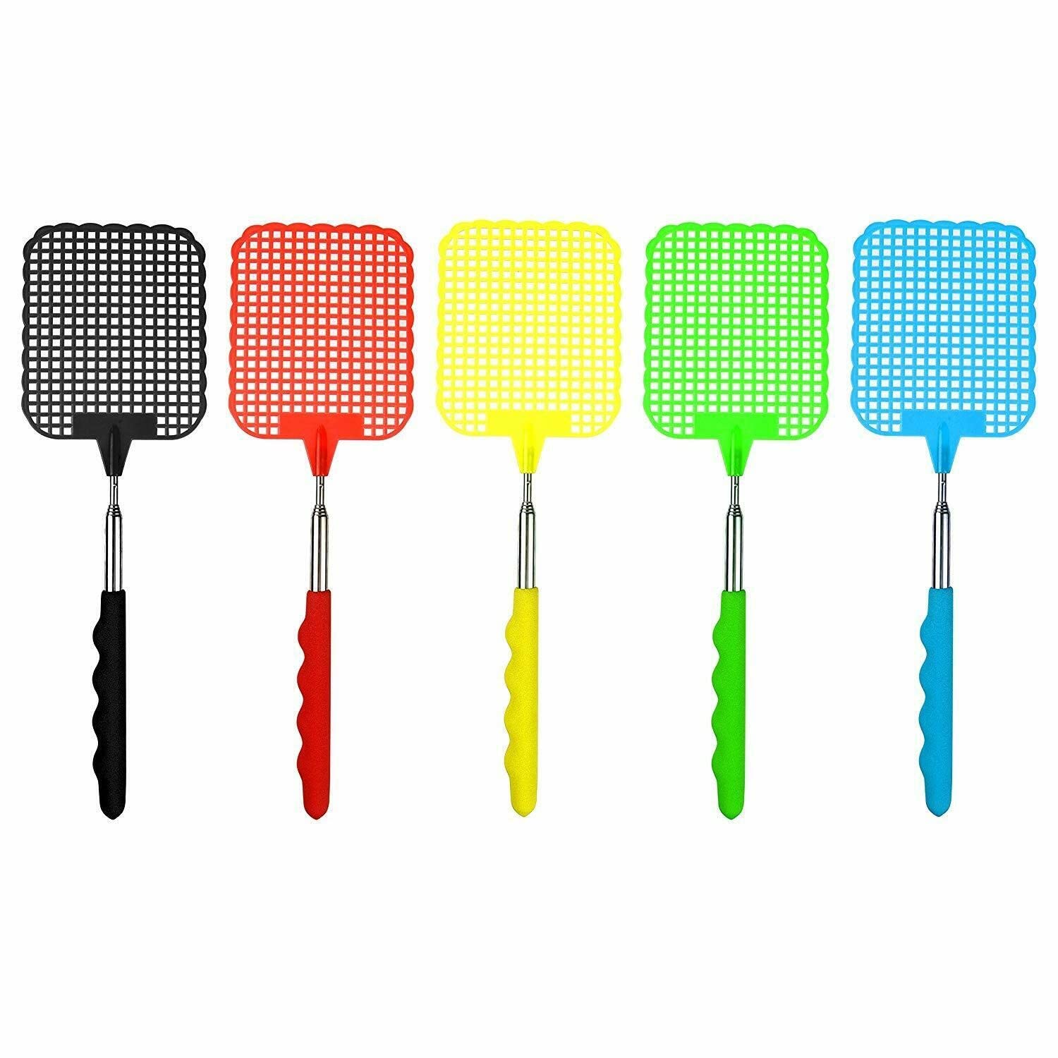 Lightweight, Long and Large Fly Swatters - Pack of 4, For Pest Control Bee Mosquito Bug Flying Insect Catcher WASP Killer Zapper Durable, Fly Swatter - Random (Extendable Handle)