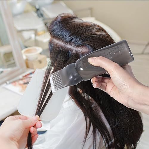 Miniatura 7 de Yebeauty Botella aplicadora de peine de raíz, paquete de 2 botellas de tinte para el cabello de 6 onzas con escala graduada, negro transparente