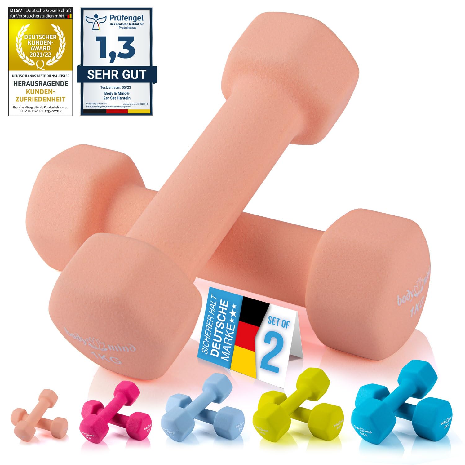 Body & Mind Hanteln 1 kg (2er Set)