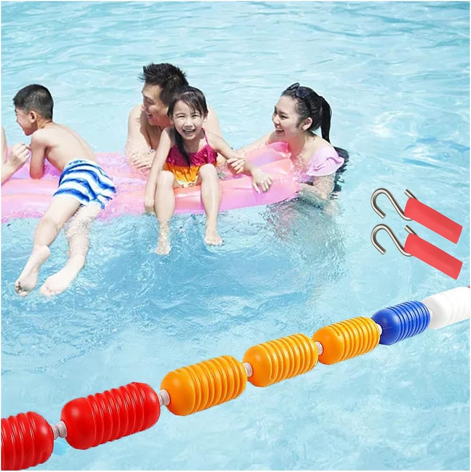 Corda galleggiante con ganci per la sicurezza dell'acqua, per allenamento in piscina e lenza per nuotare