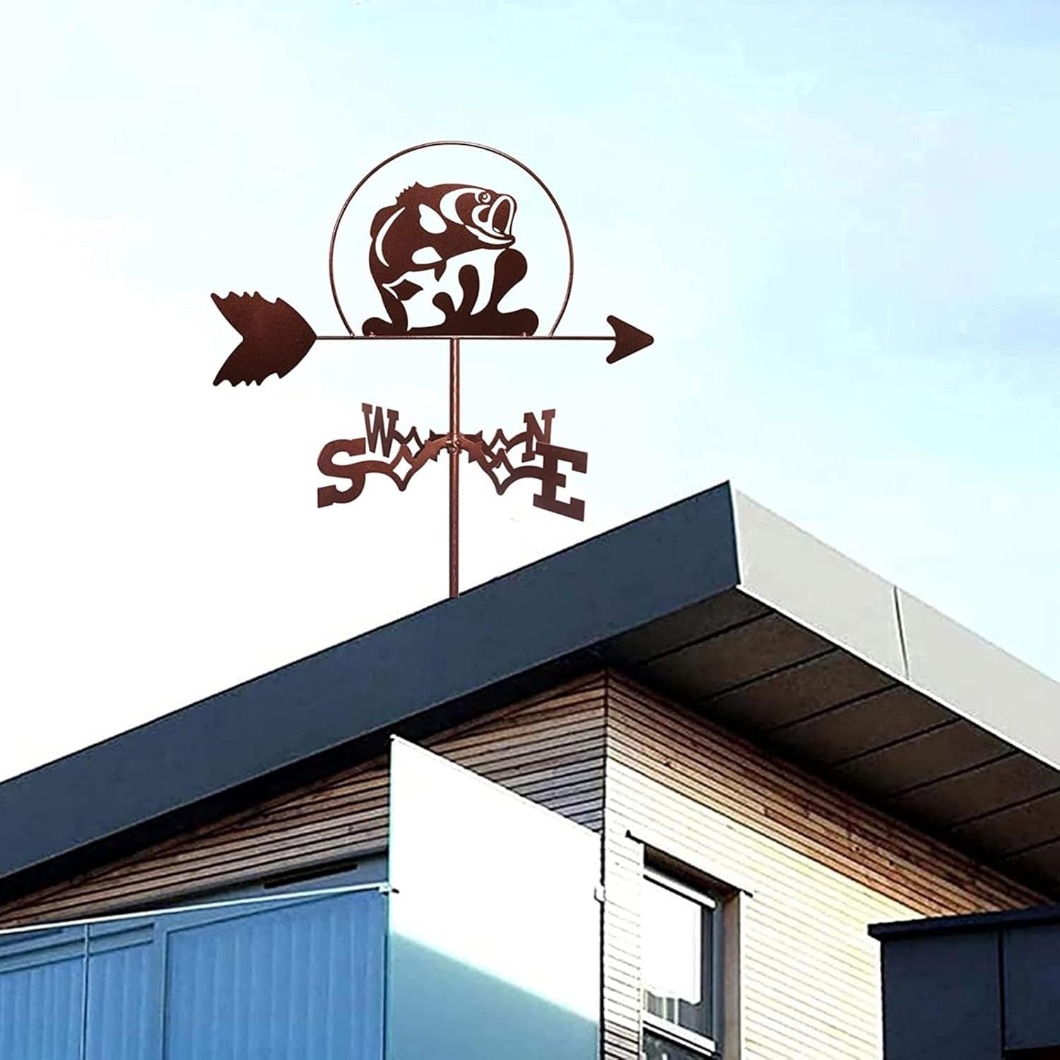 メタルカープ風見鶏 |ルーフマウント付きステンレススチール製風向計 |ハタ飾り付き風向計 |庭の風向計