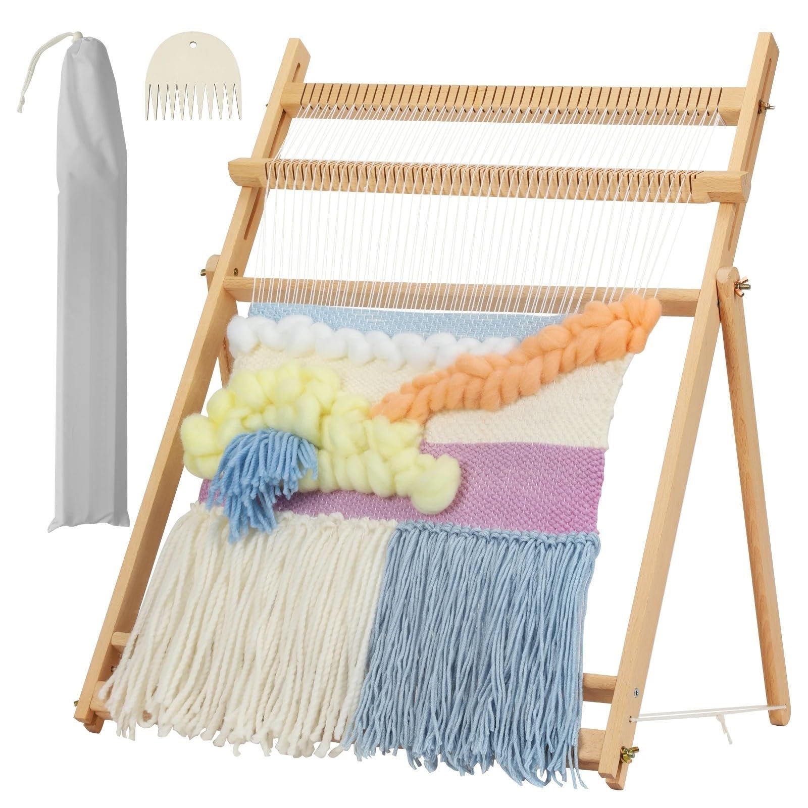 Webrahmen Aus Holz Webstuhl aus Holz, extragroß, DIY-Web- und Strickwerkzeug-Set for Wandteppiche, Kunsthandwerk for Anfänger, 70 x 50 cm