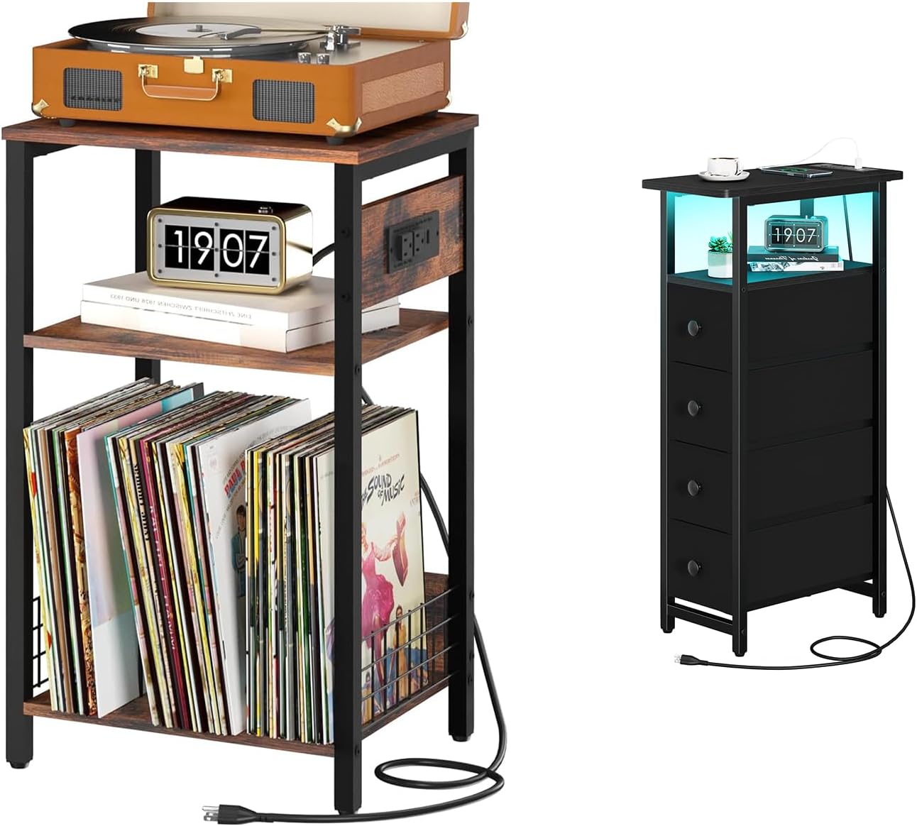 Yoobure Narrow Nightstand Dresser and Record Player Stand