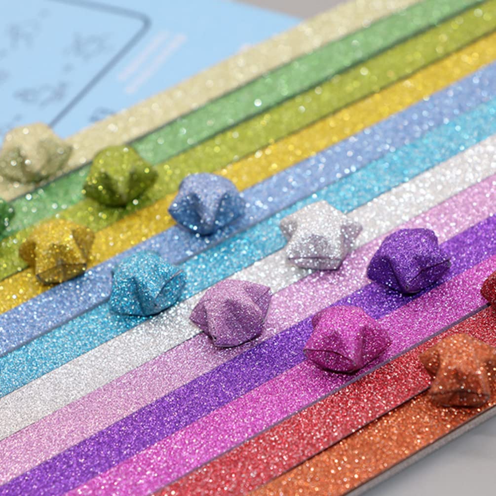 460pcs Origami Star Paper Strips - Assorted Colors With Gold Powder For DIY Lucky Stars - View #8