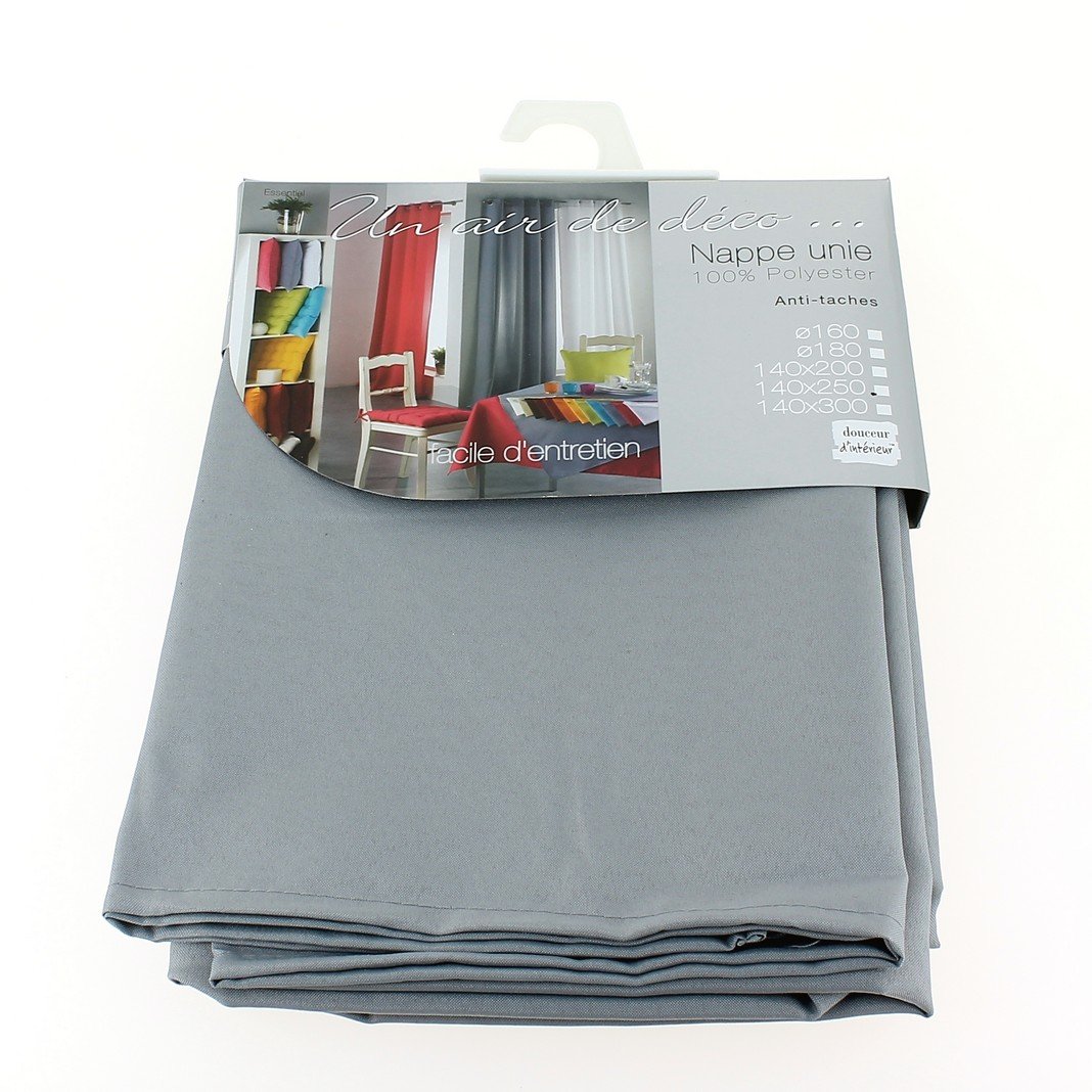 Douceur d'intérieur - 1720195, Tischdecke Rechteckige, 140 X 200 cm, Essentiel, Polyester Unifarben, Grau
