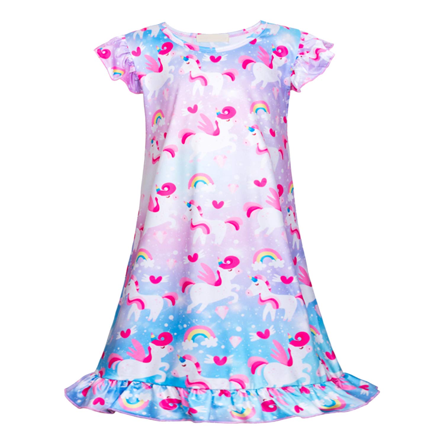 Fiodrimy Girls Nightgowns Unicorn Sleepwear Night Sleep Dress Pajamas Little Kids Toddler Soft Nightgown