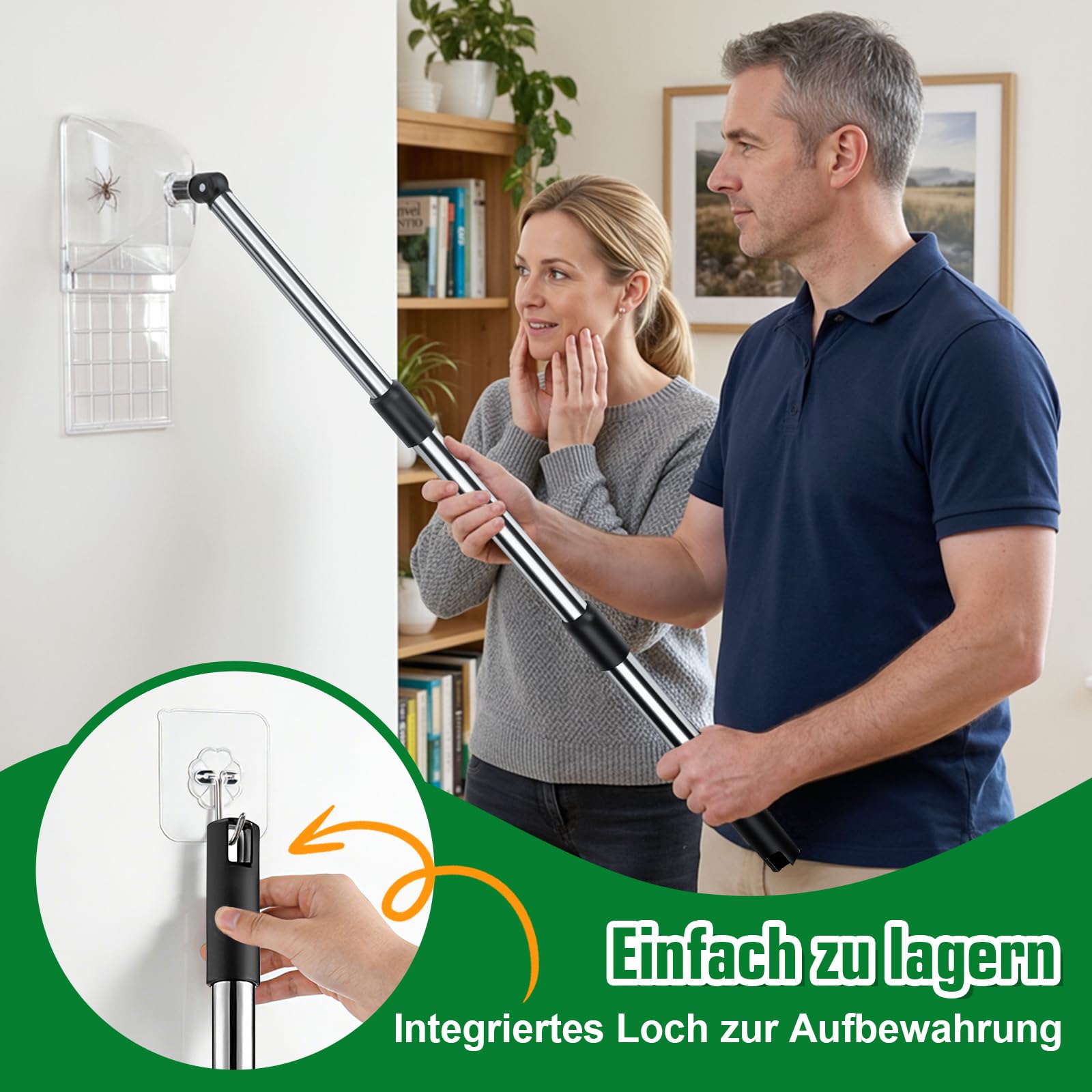 JONRRYIN Cattura Ragni, Attrezzo Cattura Insetti Vivi, Ragno Trappola Extra Lungo con Manico, Acchiappa-Ragni e Insetti, Strumento per Cattura di Insetti