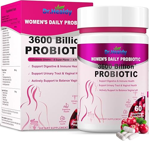 Probióticos para mujeres, probióticos vaginales, 3600 mil millones de UFC para salud digestiva, vaginal, inmune y urinaria, 15 cepas veganas, 60