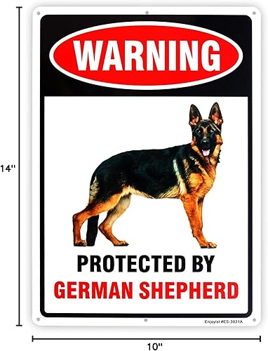 Miniatura 5 de Cartel de pastor alemán "Protected by German Shepherd", 14 x 10 pulgadas, aluminio libre de óxido 040, reflectante, con protección UV y resistente a