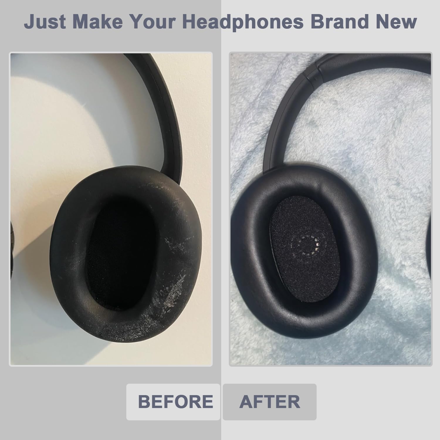 Earpads For Sony WH-CH710N CH720N Headphone, Replacement Ear Pads Cushions With Comfortable Memory Sponge, Noise Isolation Ear Cups Headset Repair Parts (Black