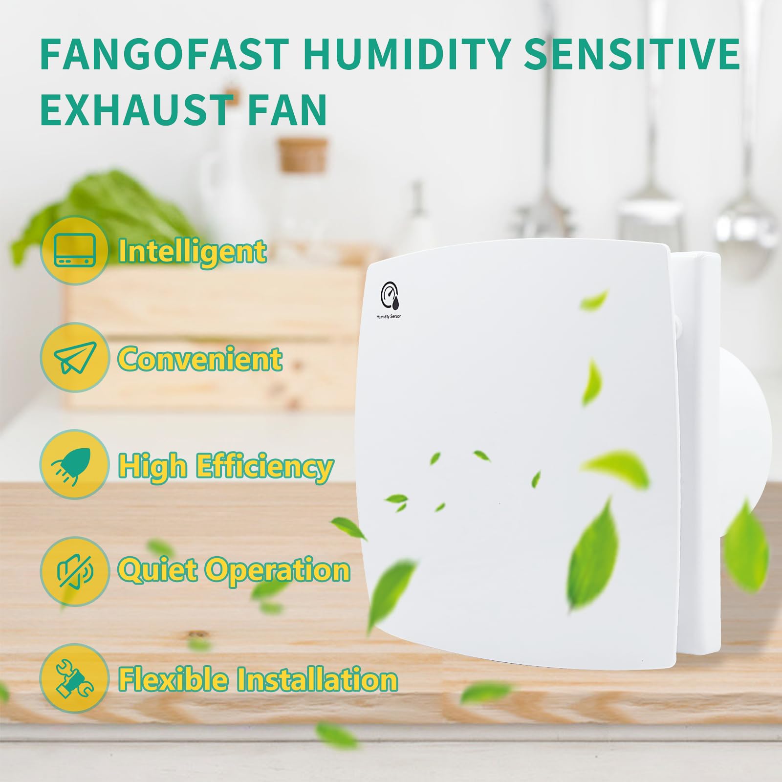 FanGoFast Aspiratore da Bagno 100mm Ventola Aspirazione con Timer Sensore Umidità Silenzioso