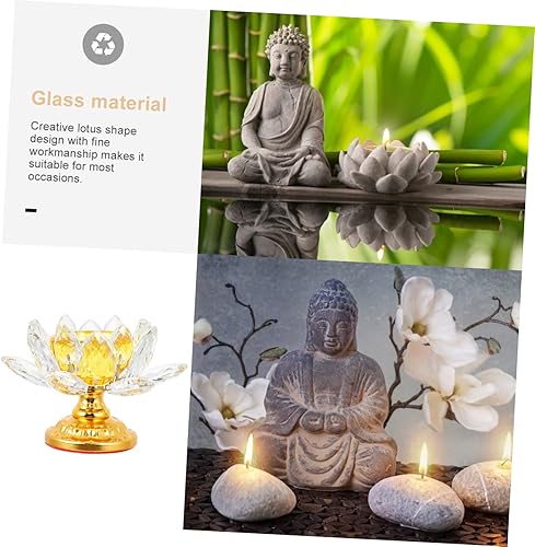 Miniatura 4 de Candelabro de loto de cristal, decoración de terrario, vela de pilar, decoración de vidrio, portavelas votivo, portavelas zen, candelabro decorativo