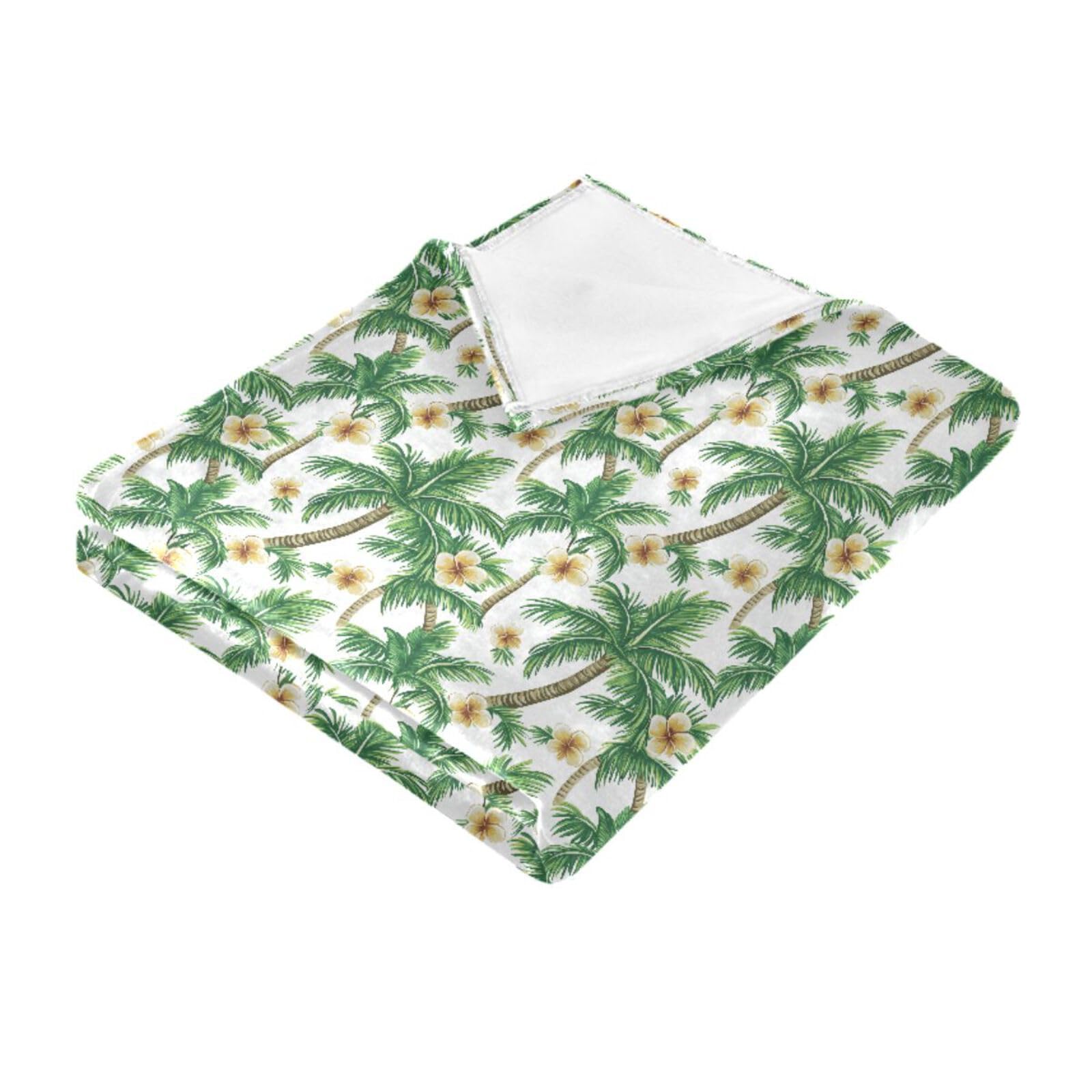 Couverture d'ete palmier pour un canape au style tropical chic en 150x230