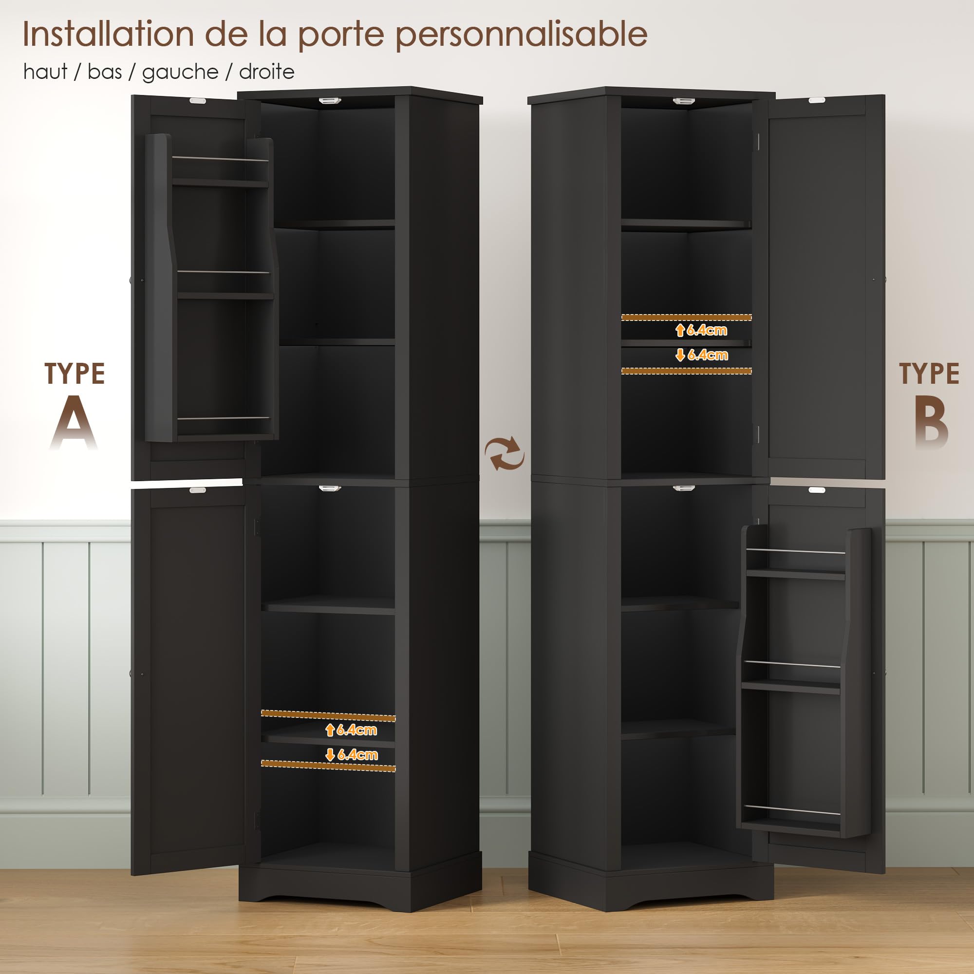 FOREHILL Meuble Colonne Salle de Bain Étroit avec 9 Étagères 40x30x180cm