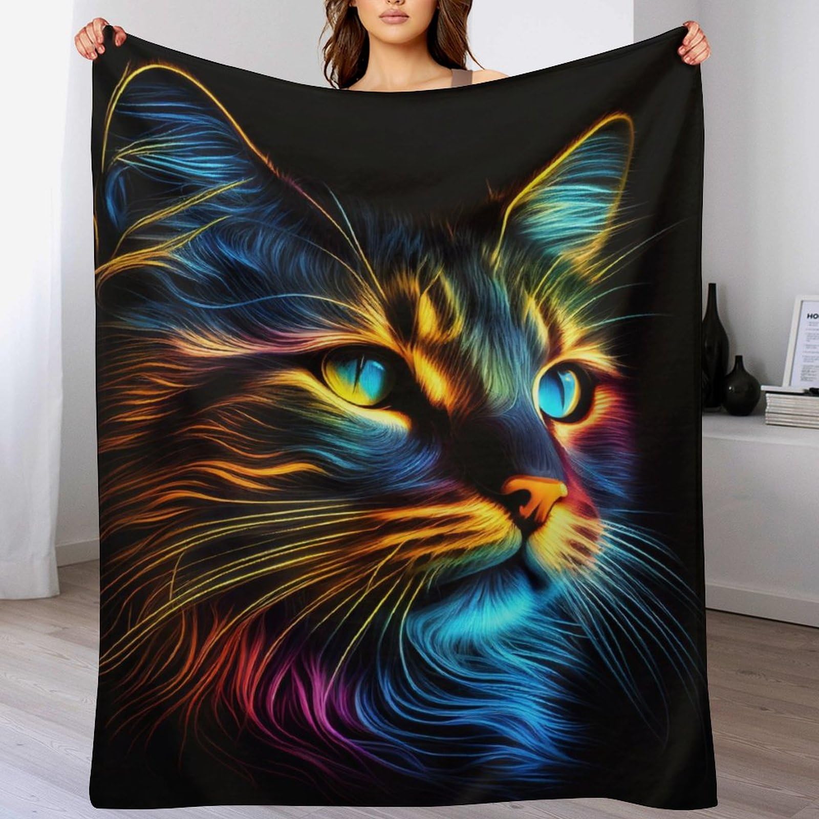 Couverture légère en polaire pour chasser le froid sur le canapé plaid chat 130×180cm