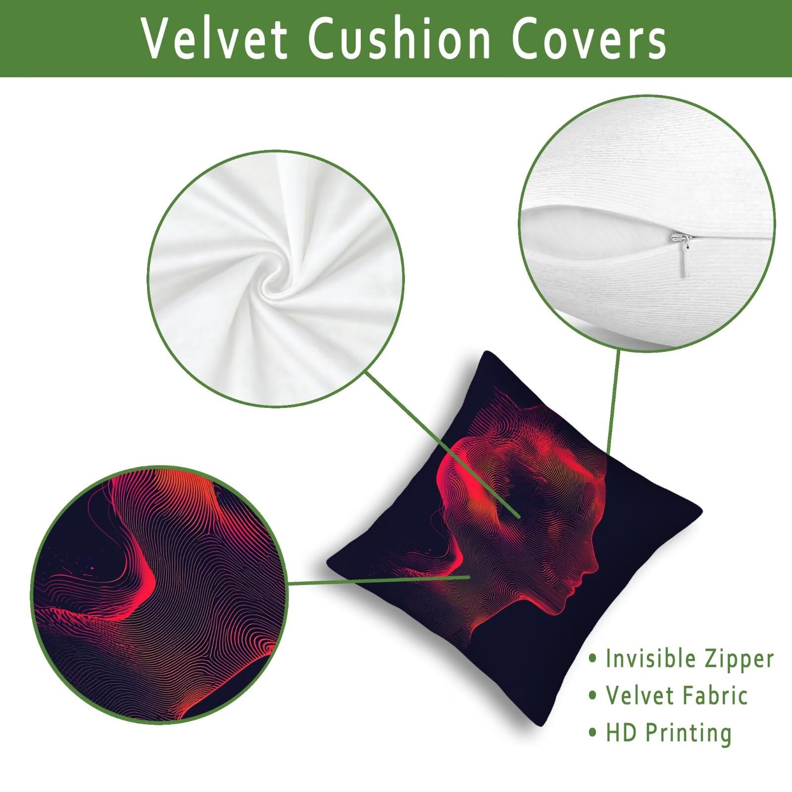 Kopfkissenbezug 50x50 4er Set Kissenbezug Abstrakt Smat Sofakissen Kissenhülle Woman Dekorative Kissenbezug Deko Sofakissen Zierkissenbezug Dekokissen Kissenbezüge für Sofa Bett Deko Wohnzimmer -5447