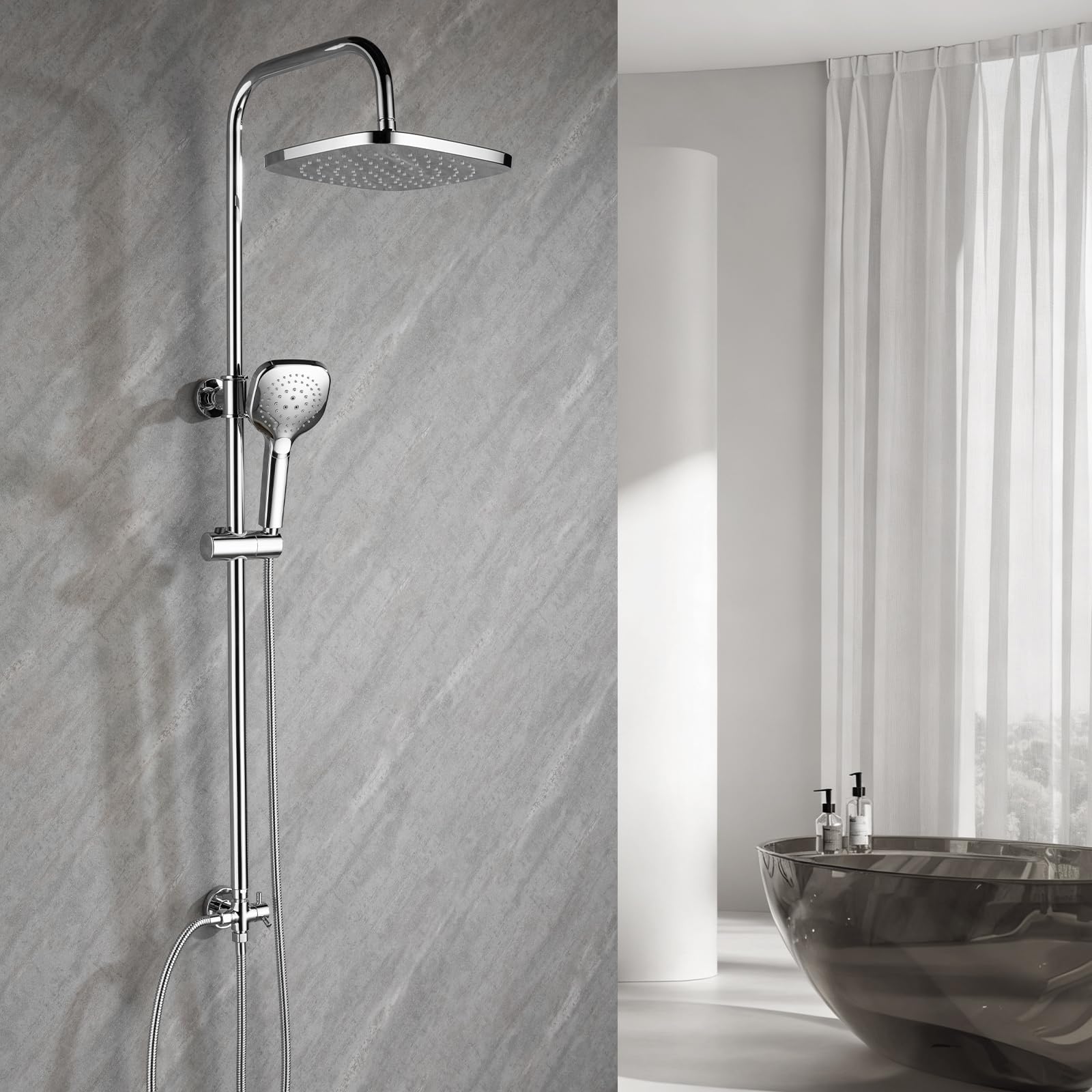 Ronvie Regendusche Chrom ohne Armatur, 25x25cm Regendusche Duschkopf