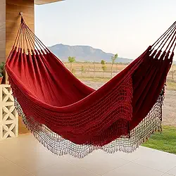 Rede de Descanso Jeans 100% Algodão 4,00x1,50m – Conforto, Qualidade e Durabilidade Dormir (Vermelho)