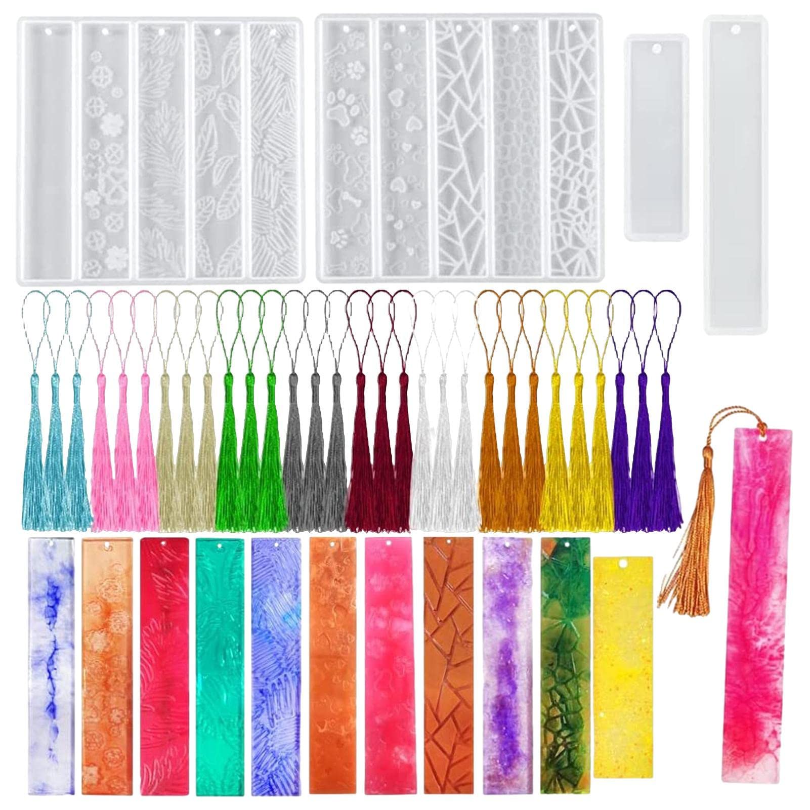 Marcapáginas Moldes para Resina Epoxi | marcador página libro con borlas | Moldes fundición silicona epoxi para leer libros, hacer manualidades decorativas hechas a mano Lecerrot