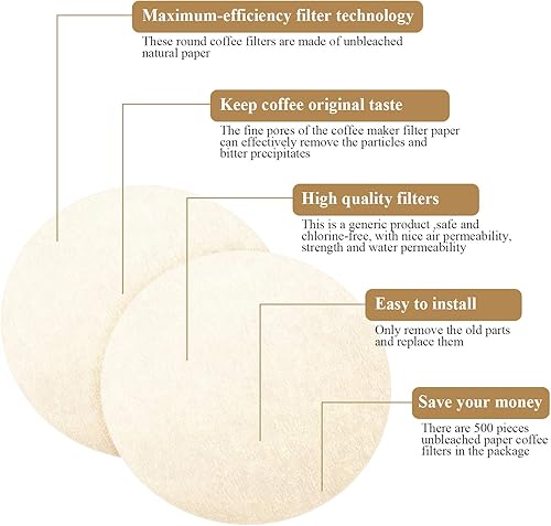 Miniatura 2 de Filtros de papel de repuesto filtros redondos para cafetera compatibles con cafetera Aerobie Aeropress y cafetera espresso sin blanquear 1000 piezas