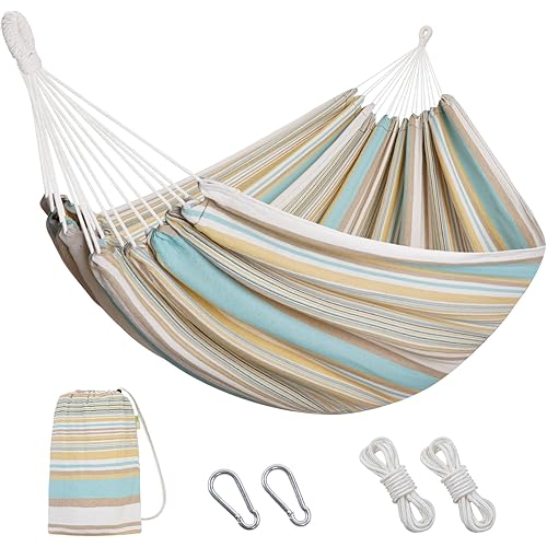 2Persons Hammock - Brazilian Double, Portable Camping Bed for Patio, Backyard, Porch, Outdoor & Indoor Use - Soft Cotton with Carrying Bag