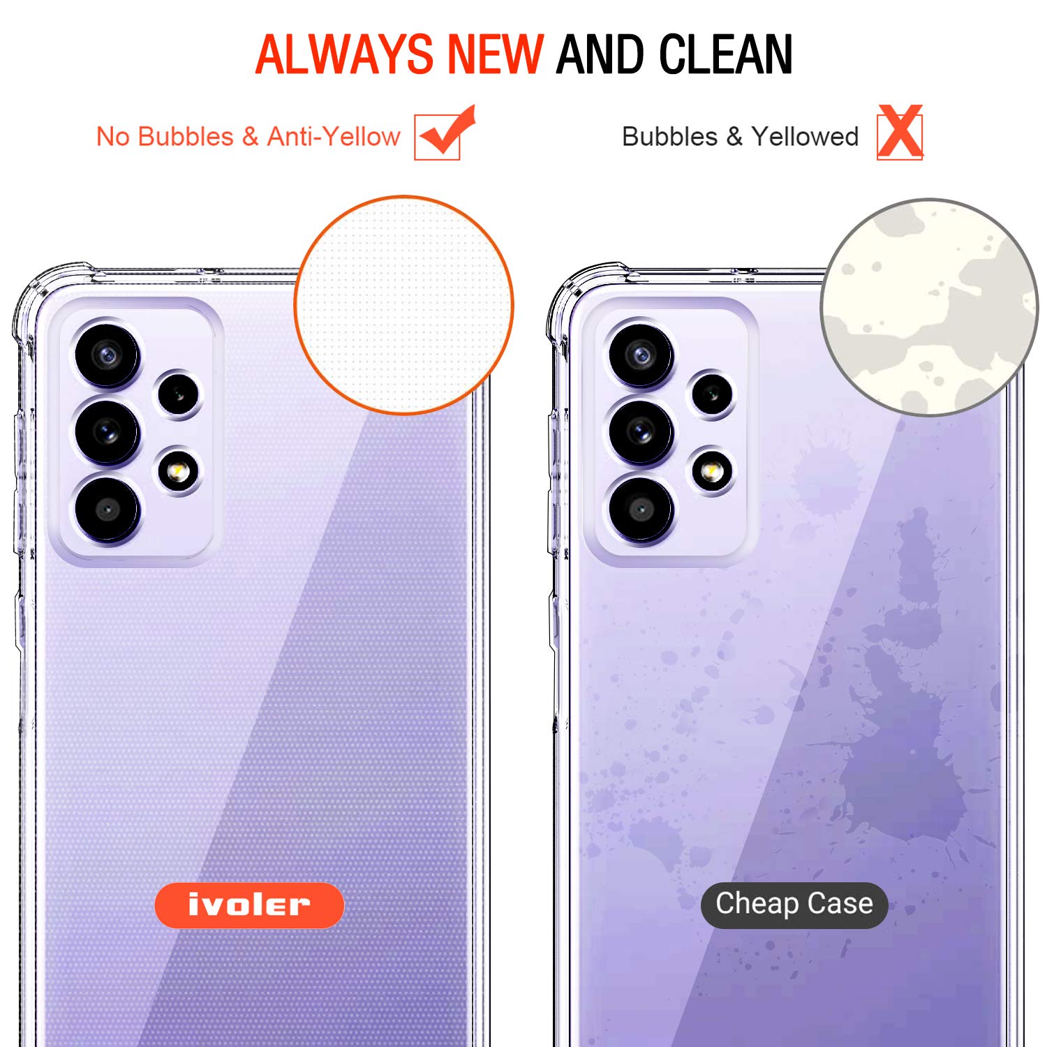 iVoler Cover per Samsung Galaxy A52 4G / A52 5G / A52s 5G, Custodia Trasparente per Assorbimento Degli Urti con Paraurti in TPU Morbido, Sottile Morbida in Silicone TPU Protettiva Case