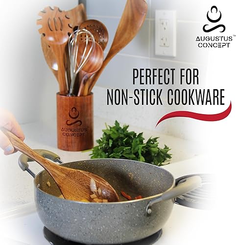 Miniatura 6 de Juego de utensilios de cocina  Juego de 25 utensilios de madera  Cucharas de madera antiadherentes para cocinar  Juego de utensilios de cocina de