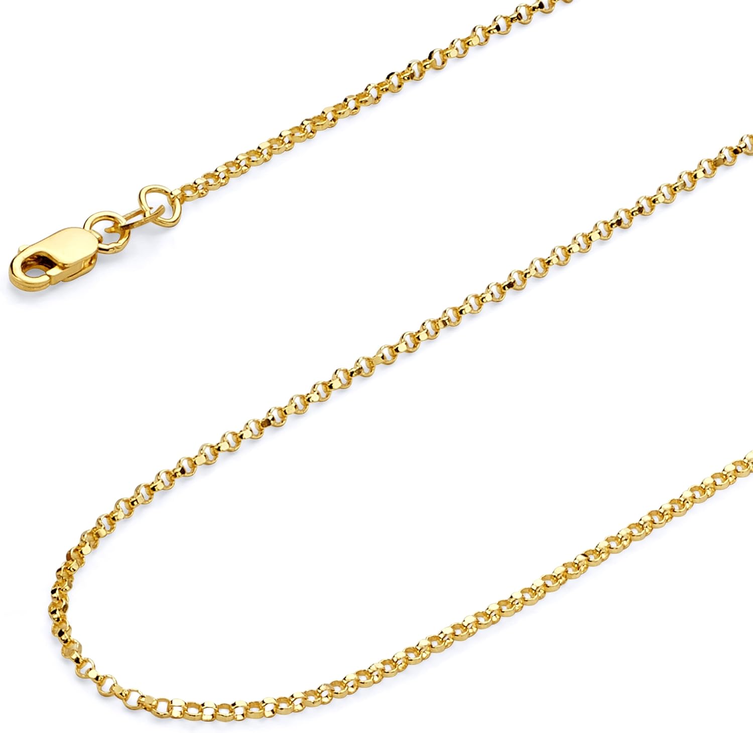 Wellingsale 14K Solid Gold Rolo Chains (Select Options)