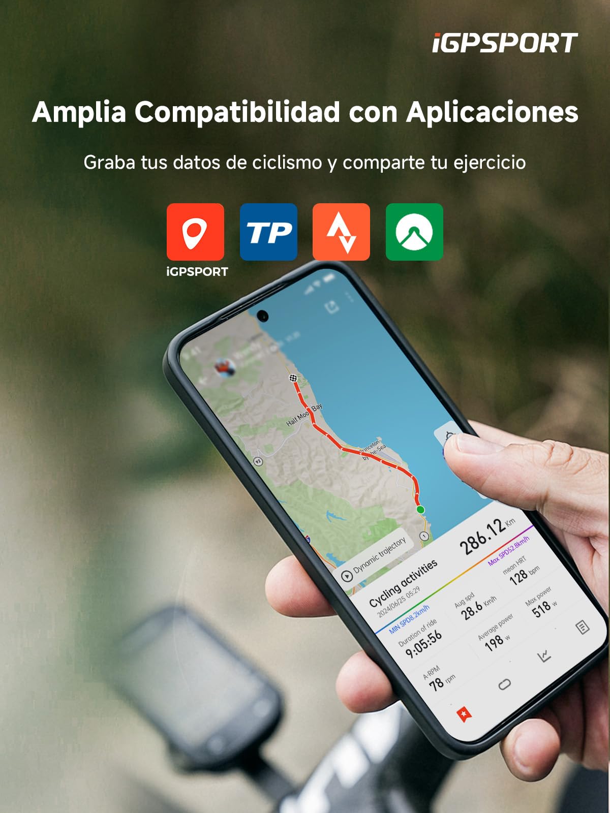 iGPSPORT BSC200S GPS Ciclocomputador, Navegación, Monitorización de Movimiento, Reanudación de Ruta, Impermeable IPX7