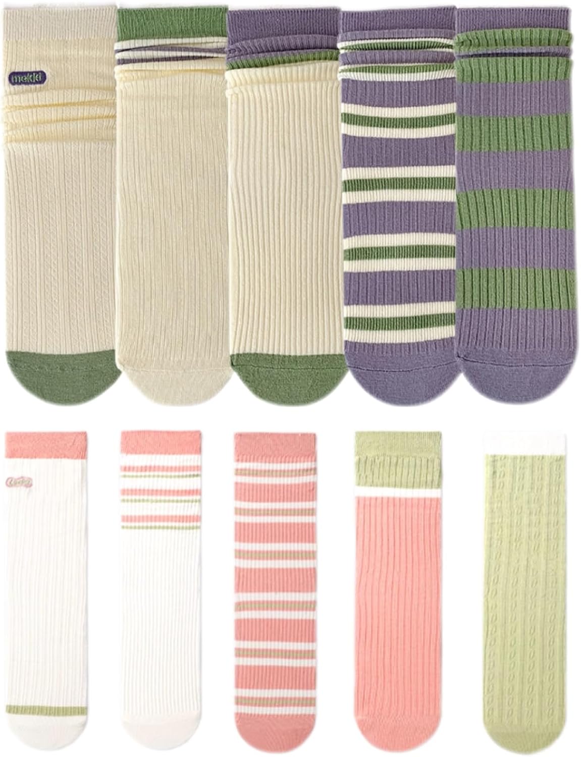 LilRoot Women Striped Socks Girls Cute Crew Socks Aesthetic Cotton Socks Funky Stripes Novelty Casual Socks for Spring Summer