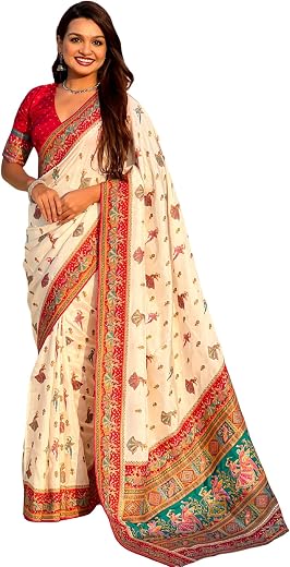 SGF11 Women's Kanjivaram Pure Soft Silk Position Printed Saree With Blouse Piece