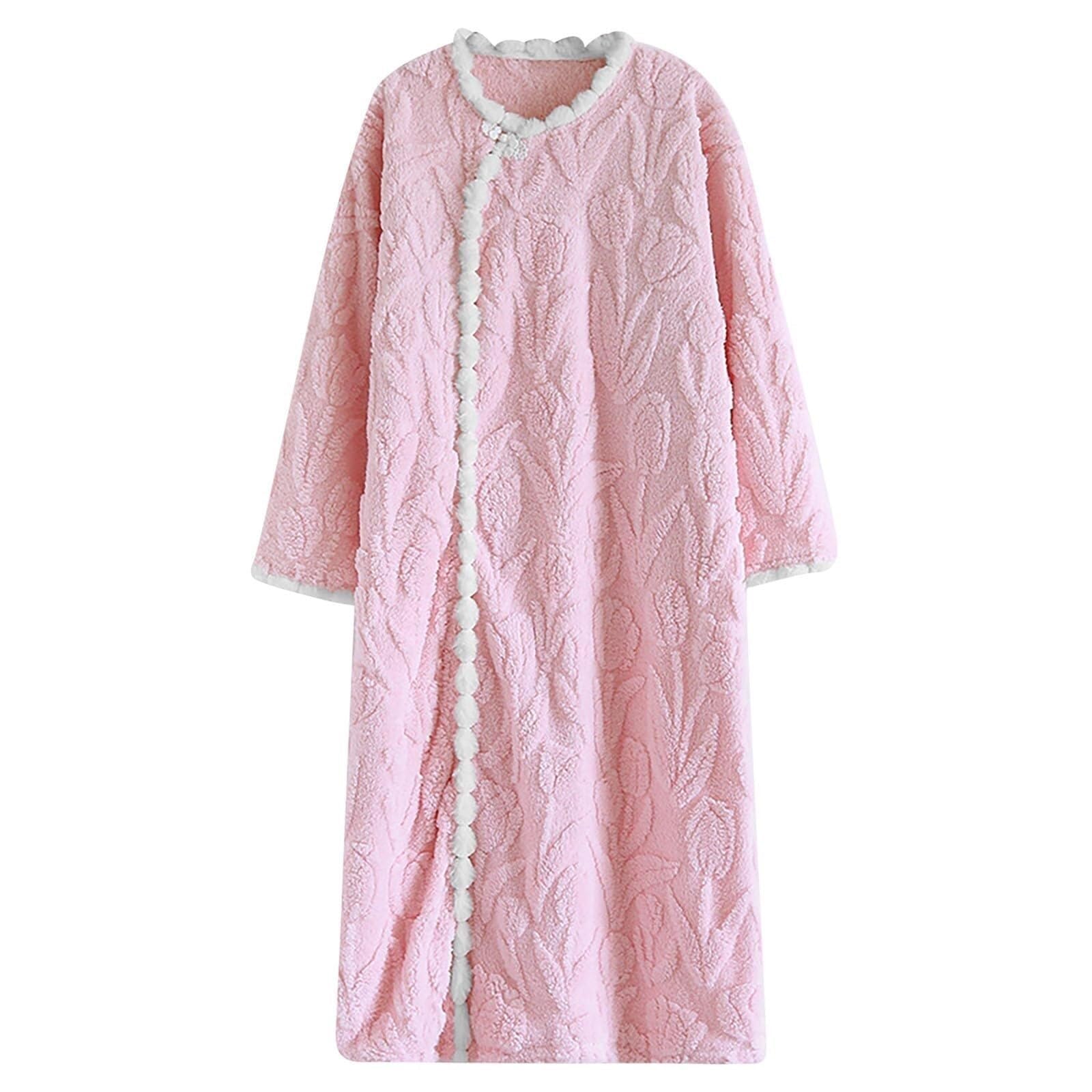 Camicia da notte in flanella jacquard da donna lunga e accogliente