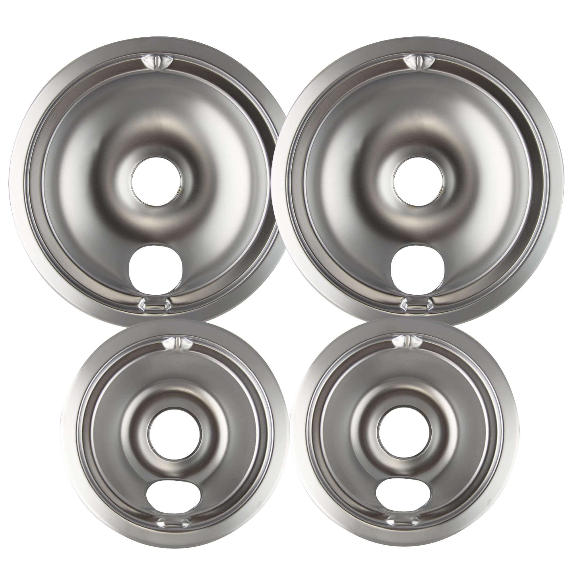 11920-4X GE Drip Pans Containing 2 Units each 119A, 120A, Chrome