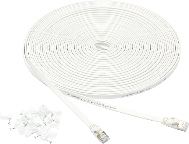 Amazon Basics Flat RJ45 Cat-7 Gigabit Ethernet Patch Internet Cable  15.2 metres