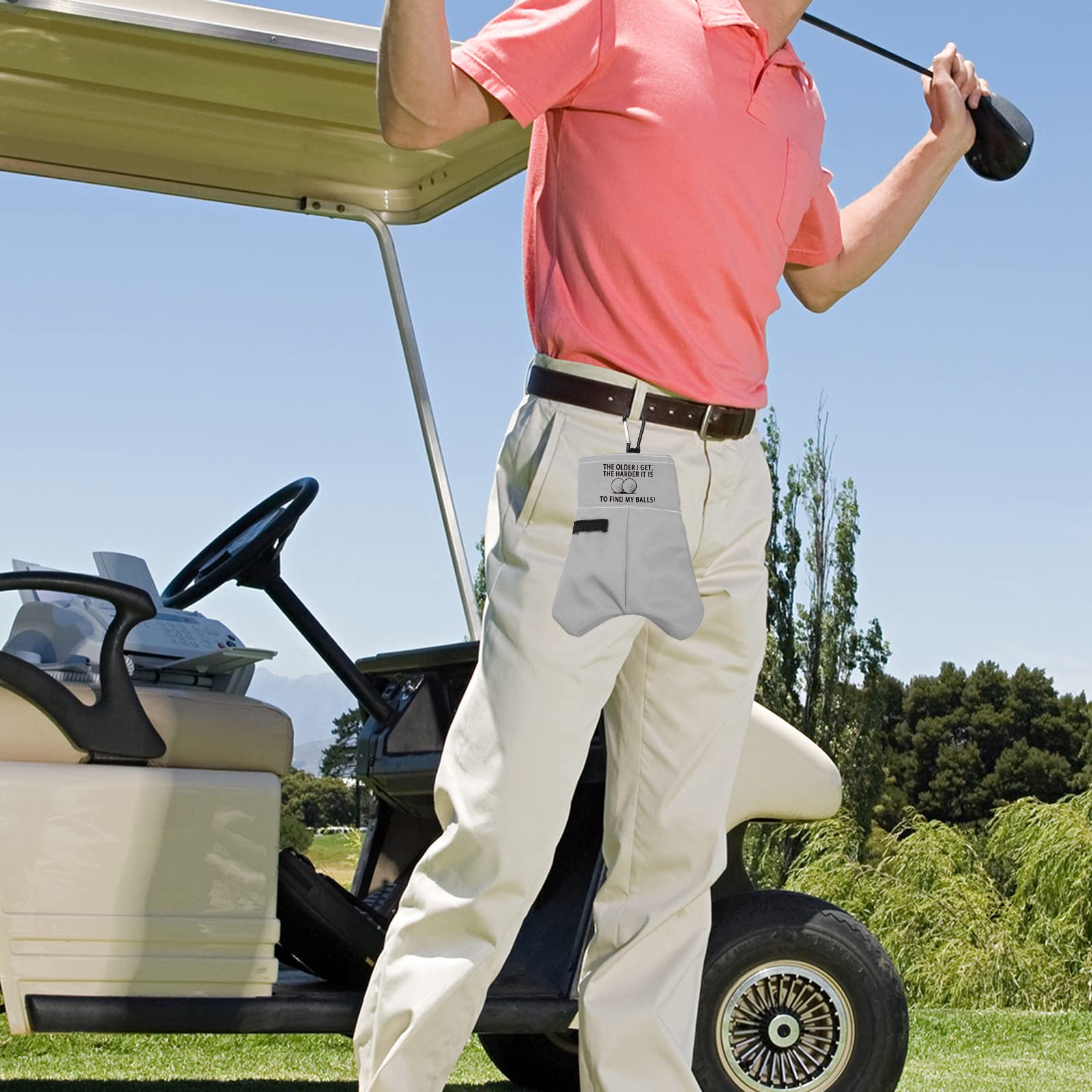 BLUPARK Funny Golf Ball Storage Bag for Grandpa Dad - The Older I Get The Harder It is to Find My Balls Pouch