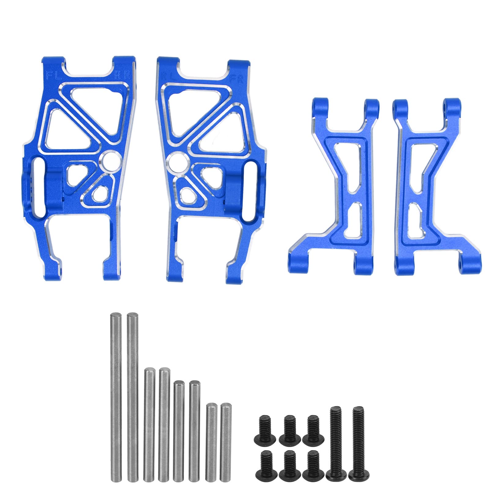 Bardzo wytrzymałe, trwałe, odporne na zużycie części do samochodów Traxxas 1/10 MAXX 2.0 RC ze stopu aluminium przód tył u góry dolne ramiona do zawieszenia 4-częściowy zestaw (ciemnoniebieski)