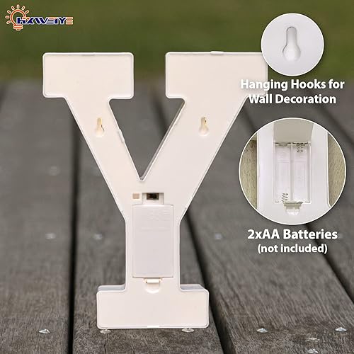 Miniatura 4 de HXWEIYE - Letra luminosa & con luces LED, diseño de marquesina con 26 letras del alfabeto y 10 números, funciona con baterías, luz cálida blanca