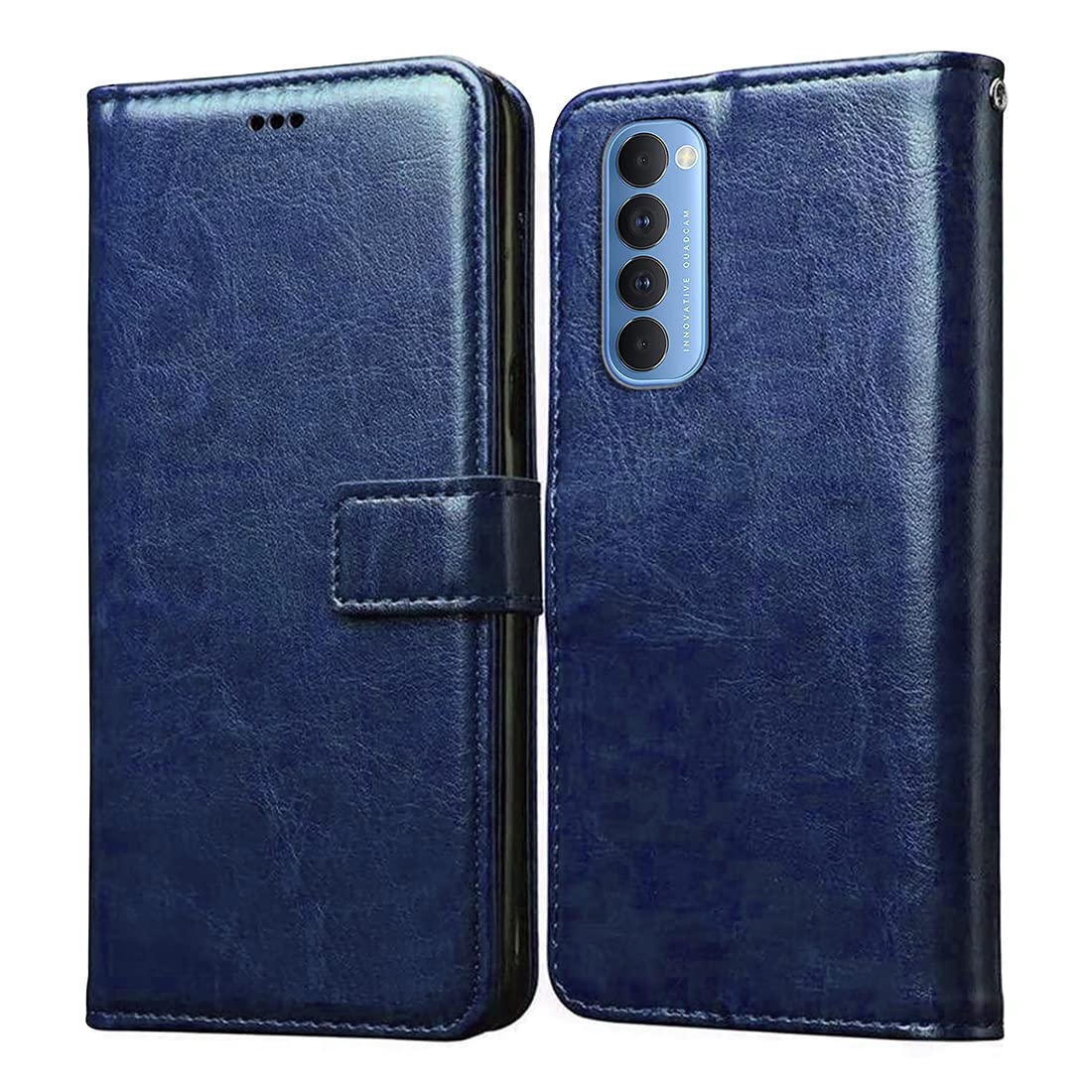 Casotec Flip Cover for Oppo Reno 4 Pro | Premium Leather Finish | Inbuilt Pockets & Stand | Flip Case for Oppo Reno 4 Pro (Blue) (B09N2LLJHJ) Amazon Price History, Amazon Price Tracker