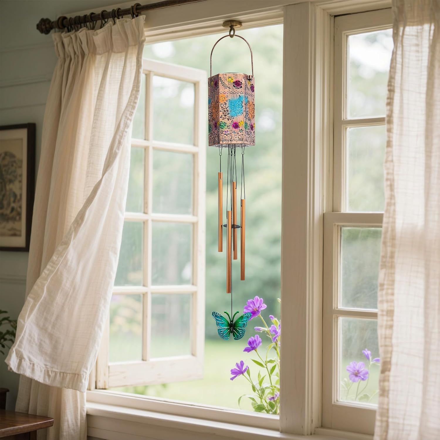 Solar Wind Chimes for Outside - Butterfly Solar Lights Outdoor Decor Gifts for Women Mom Grandma Birthday Housewarming