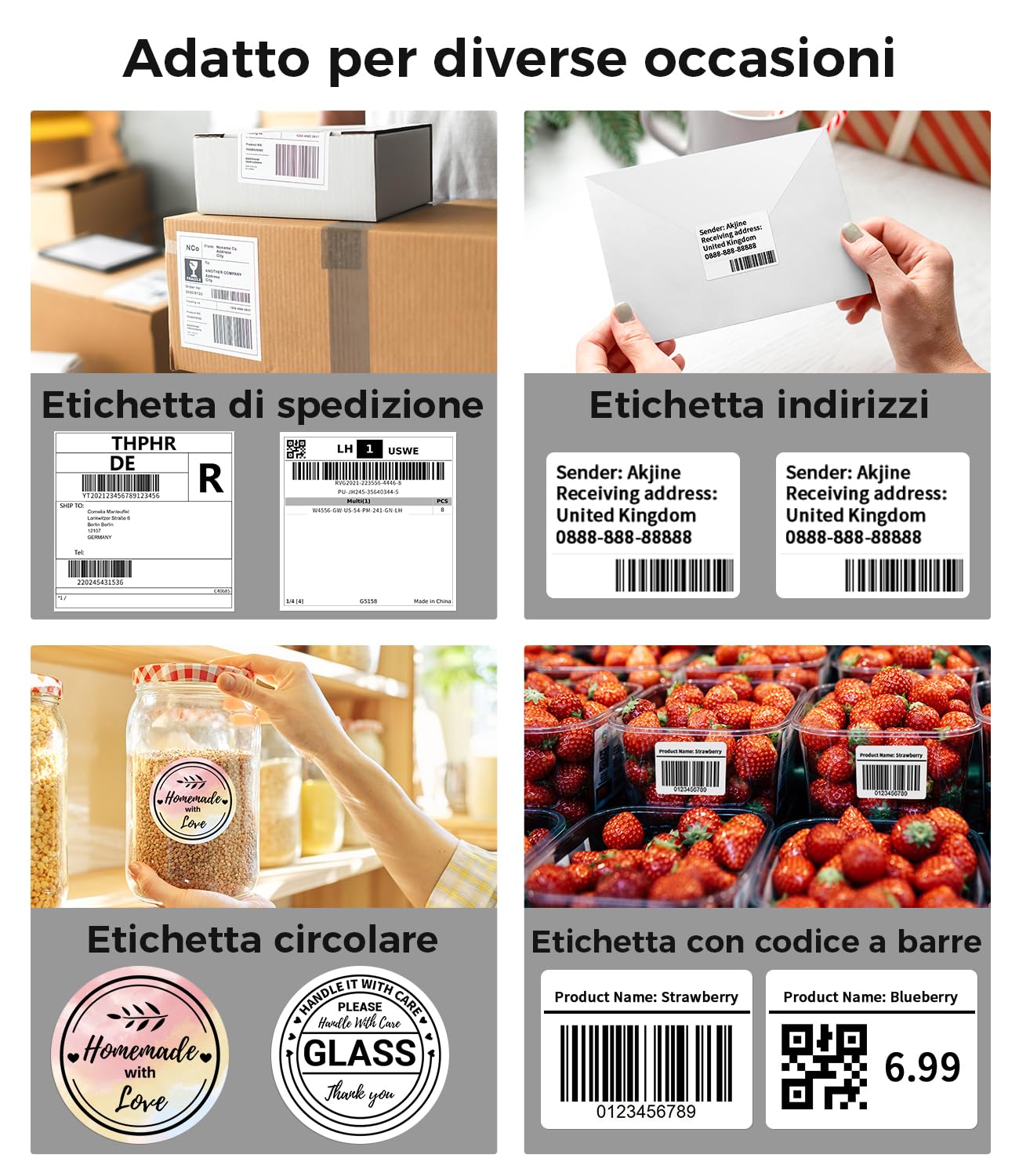 Phomemo Stampante per etichette Bluetooth, stampante termica DHL 4 x 6, etichettatrice Bluetooth Label Printer per codice a barre, Amazon, Etsy, Shopify, DHL, FedEx