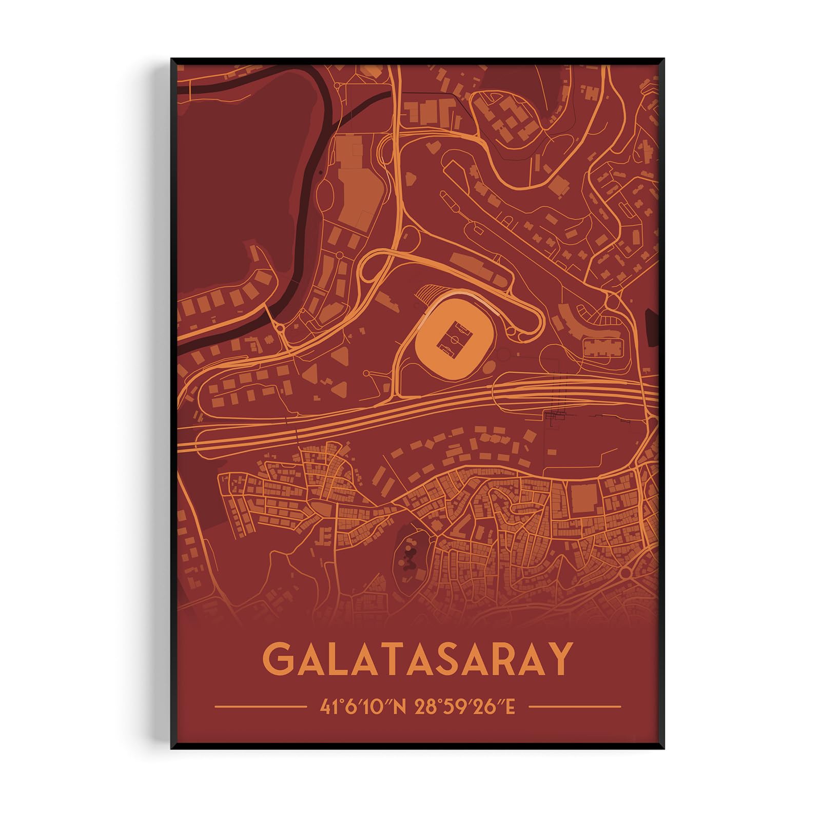 Galatasaray Stadium Map Poster, Modern Football Wall Art Print, Minimalist Soccer Gift for Fans (Stadium, A0, Unframed)